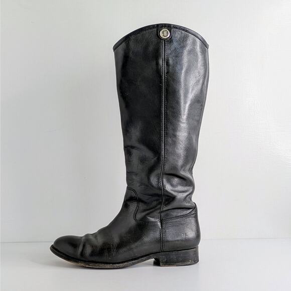 Frye Boots Melissa Button 2 77477 Womens 8 Black Tall Knee High Riding Extended - Picture 1 of 16